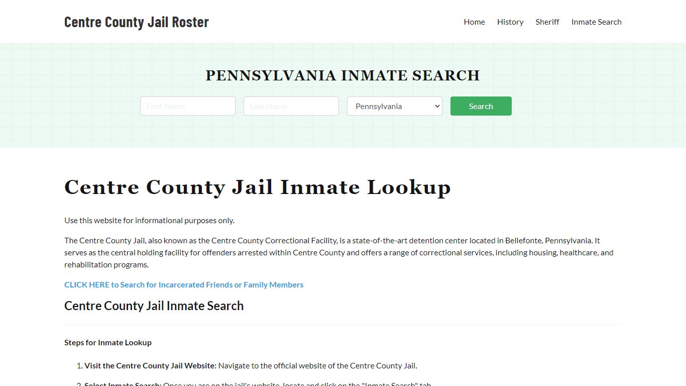 Centre County Jail Roster Lookup, PA, Inmate Search