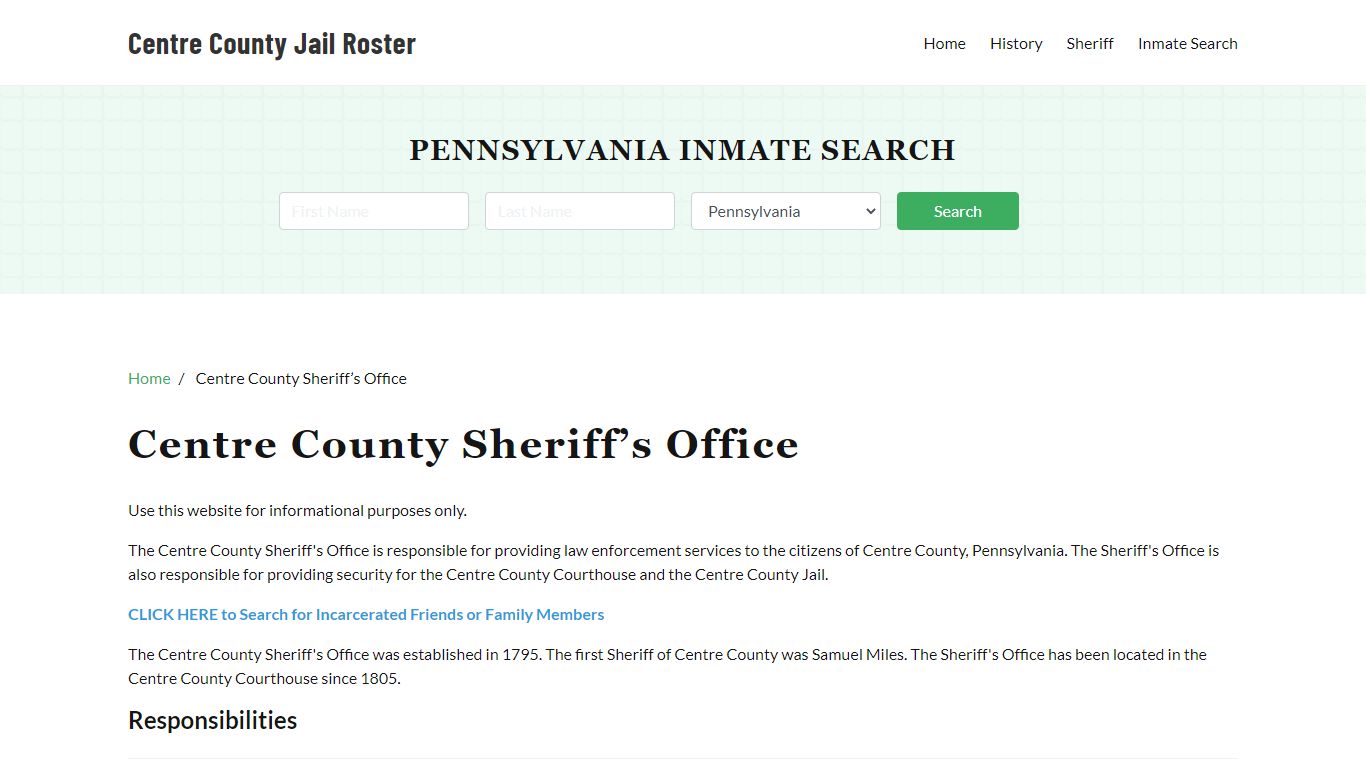 Centre County Sheriff Office, PA, Arrest Warrants Search