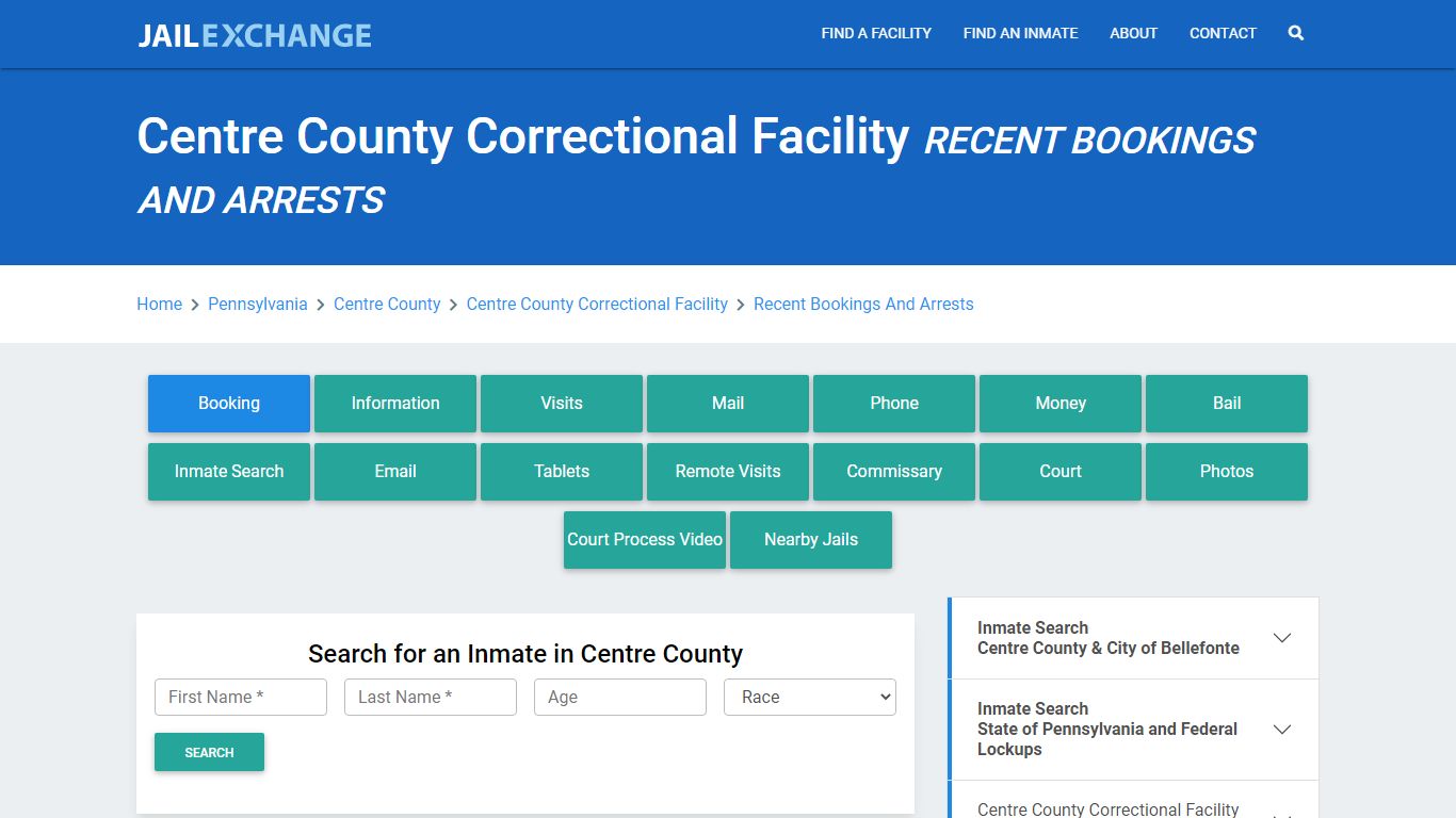 Centre County Correctional Facility Recent Bookings And Arrests