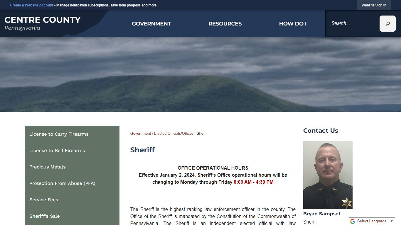 Sheriff | Centre County, PA - Official Website